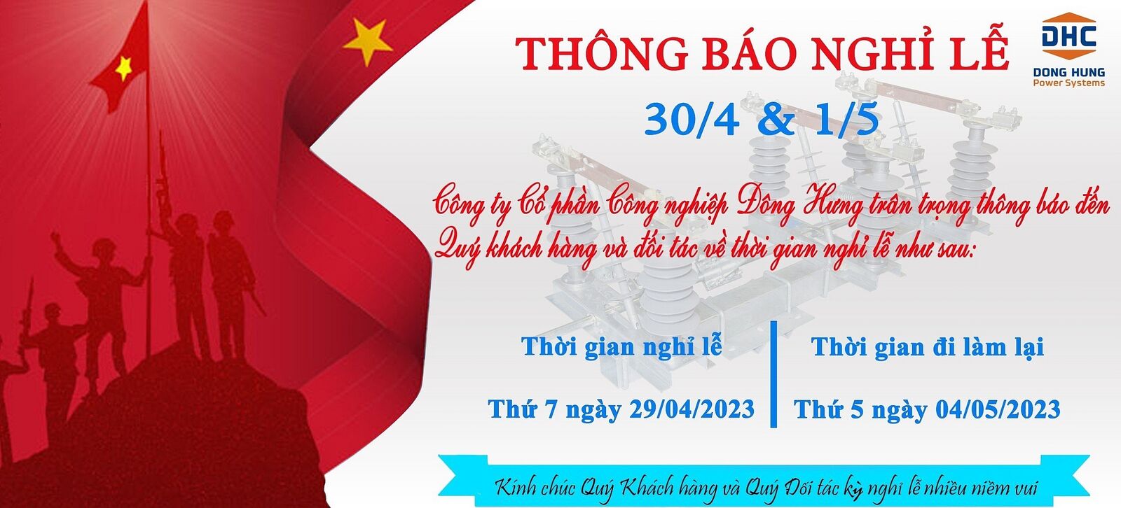 THÔNG BÁO NGHỈ LỄ: GIỖ TỔ HÙNG VƯƠNG, NGÀY GIẢI PHÓNG MIỀN NAM 30/04 VÀ QUỐC TẾ LAO ĐỘNG 01/05.