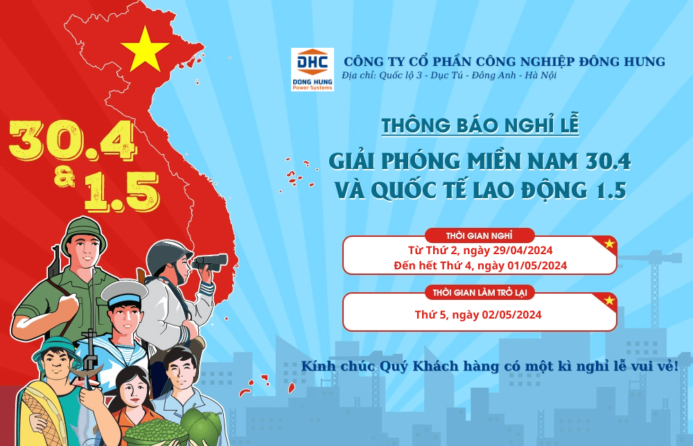 THÔNG BÁO NGHỈ LỄ 30/04 – 01/05/2024