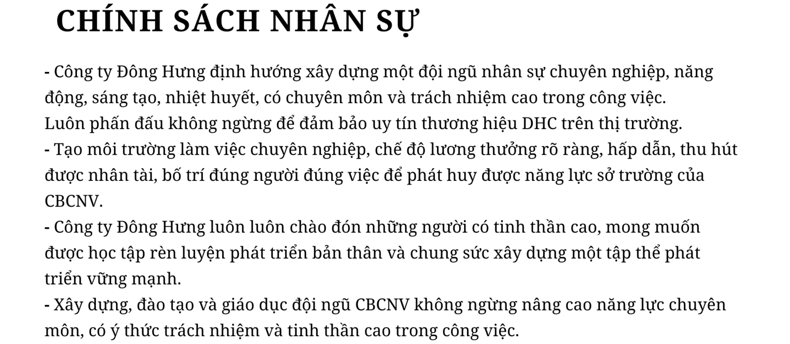 CHÍNH SÁCH NHÂN SỰ
